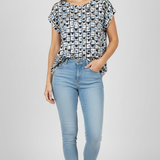 Maglia fantasia geometrica astratta GR1996 BLU MARICLA 