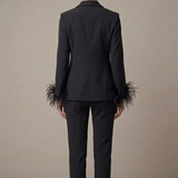 tailleur smoking con piume AD09326 NERO MARICLA 