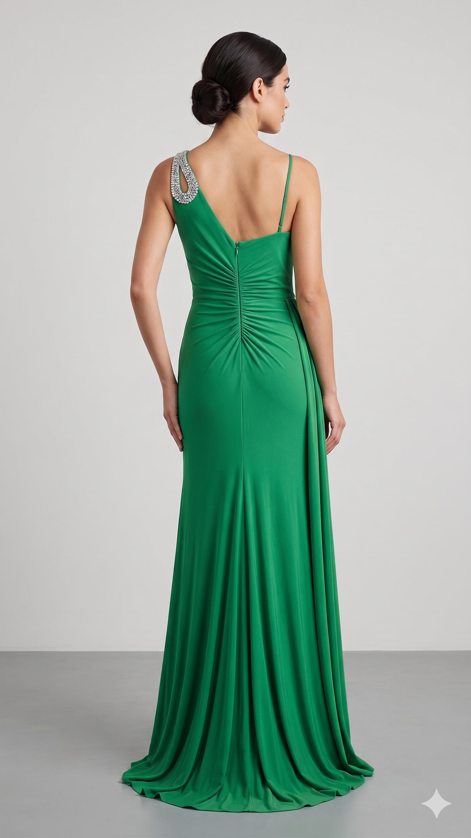abito strass spalla e fianco FI7414 VERDE MARICLA ELEGANCE 