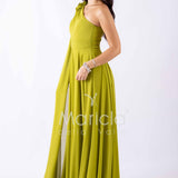abito lungo fiore chiffon FI7401 LIME MARICLA ELEGANCE 