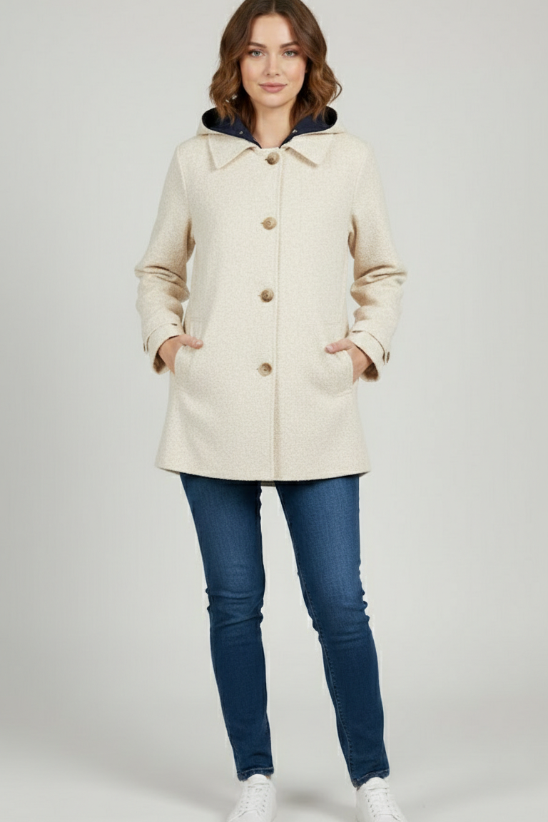 Giaccone caban reversibile cappuccio CF22196 BLU CARLA FERRONI 