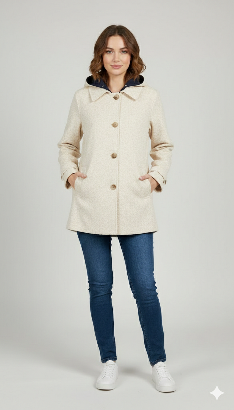 Giaccone caban reversibile cappuccio CF22196 BLU CARLA FERRONI 