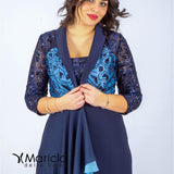 man.3/4 ricamo PF112 BLU PAOLA FORTI 