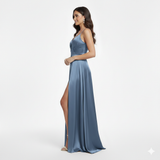 Abito lungo con spacco JC35456 INDACO MARICLA ELEGANCE 