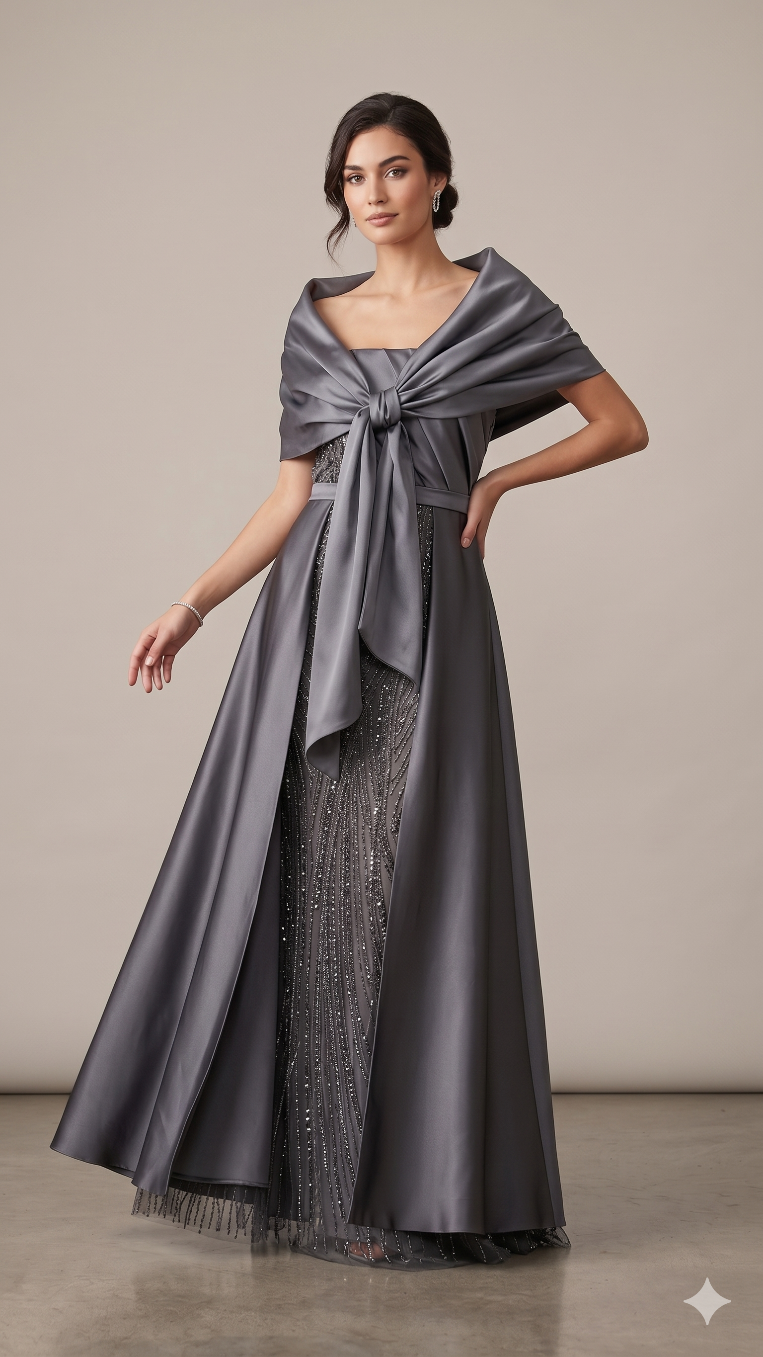Abito a sirena con strass ALC17 GRIGIO MARICLA ELEGANCE 