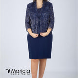 tubino con giacca floreale GU45002 BLU MARICLA ELEGANCE 
