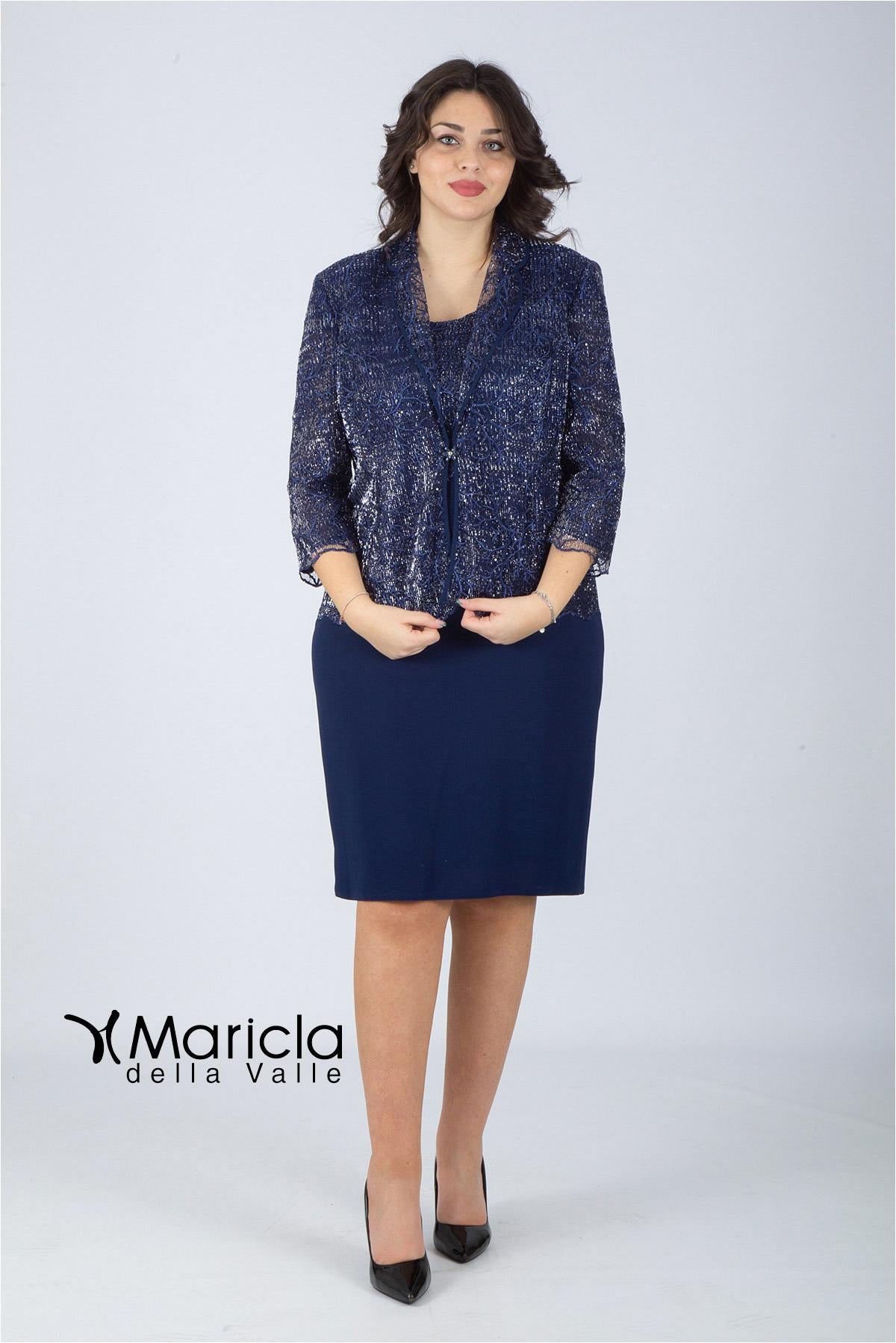 tubino con giacca floreale GU45002 BLU MARICLA ELEGANCE 