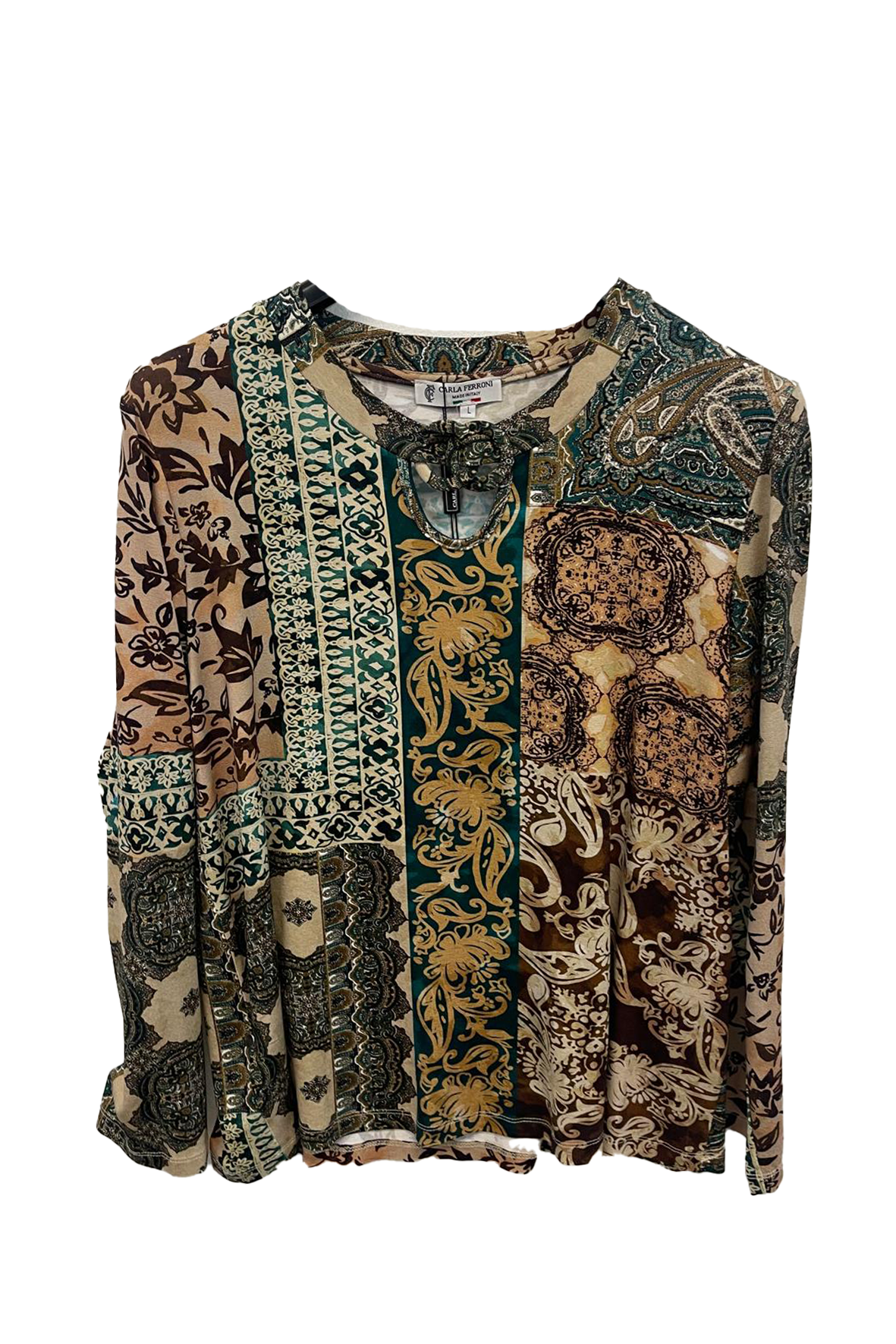 maglia fantasia etnica CF50028 MORO CARLA FERRONI 