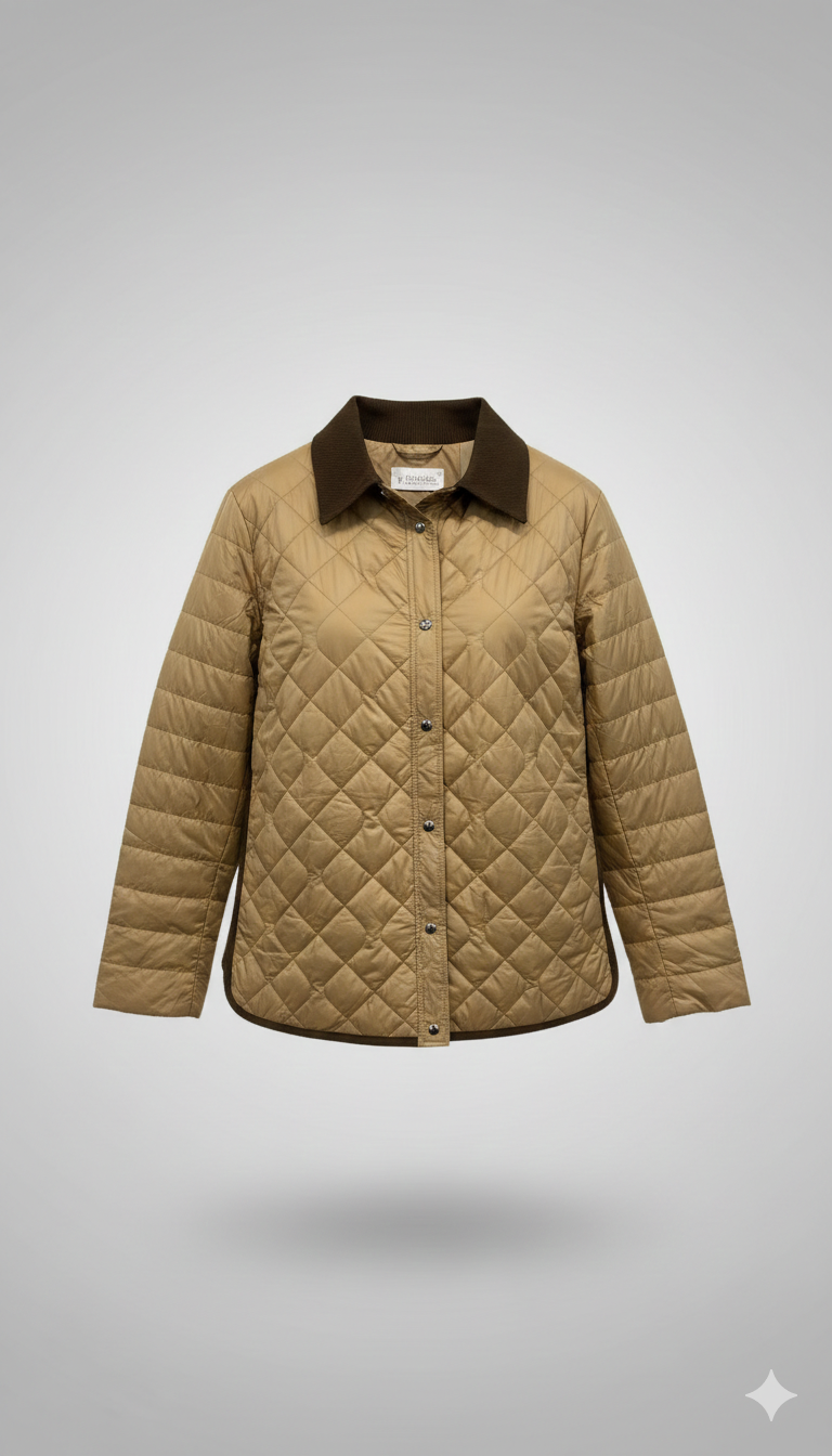 Giacca trapunta con collo in velluto EC2467 BEIGE MARICLA 