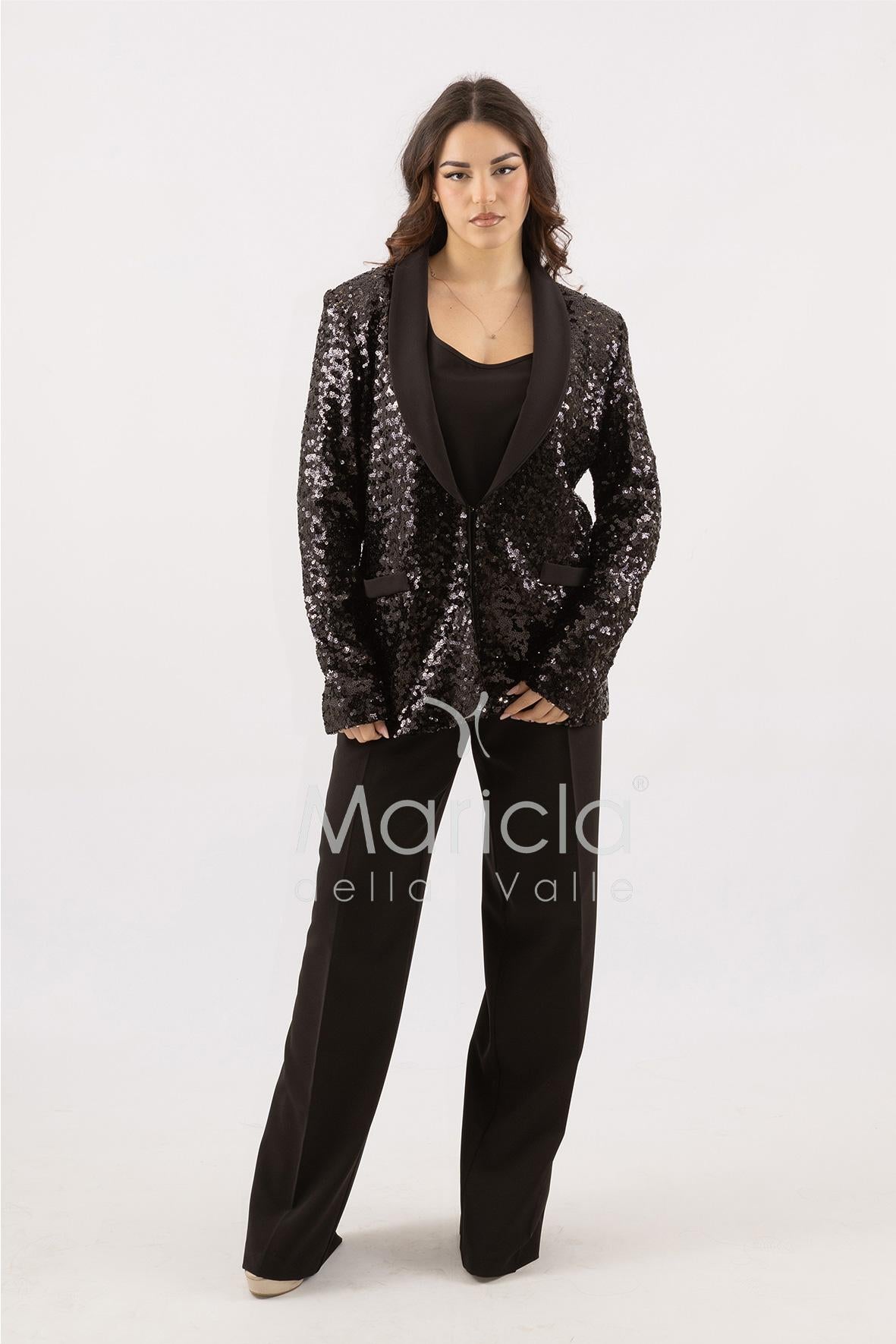 Completo in paiette tailleur  3 pezzi JC35273 NERO MARICLA ELEGANCE 