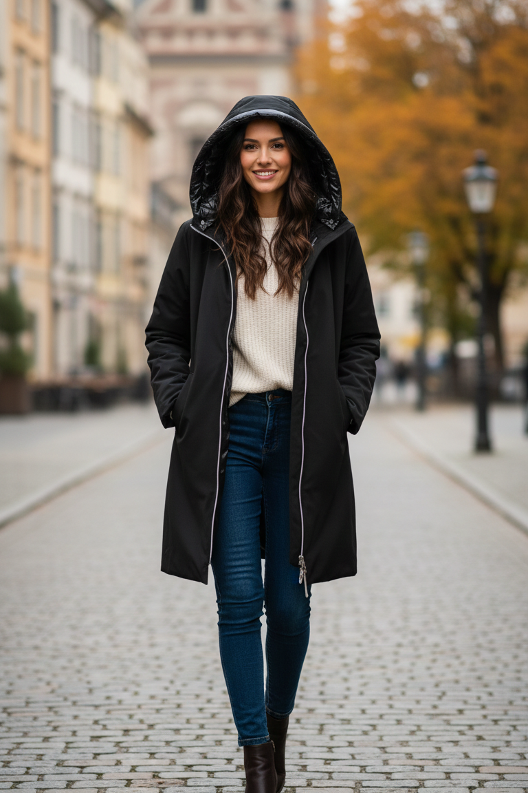 giaccone spalmato con gilet trapunta LIN3403 NERO LINDAS 