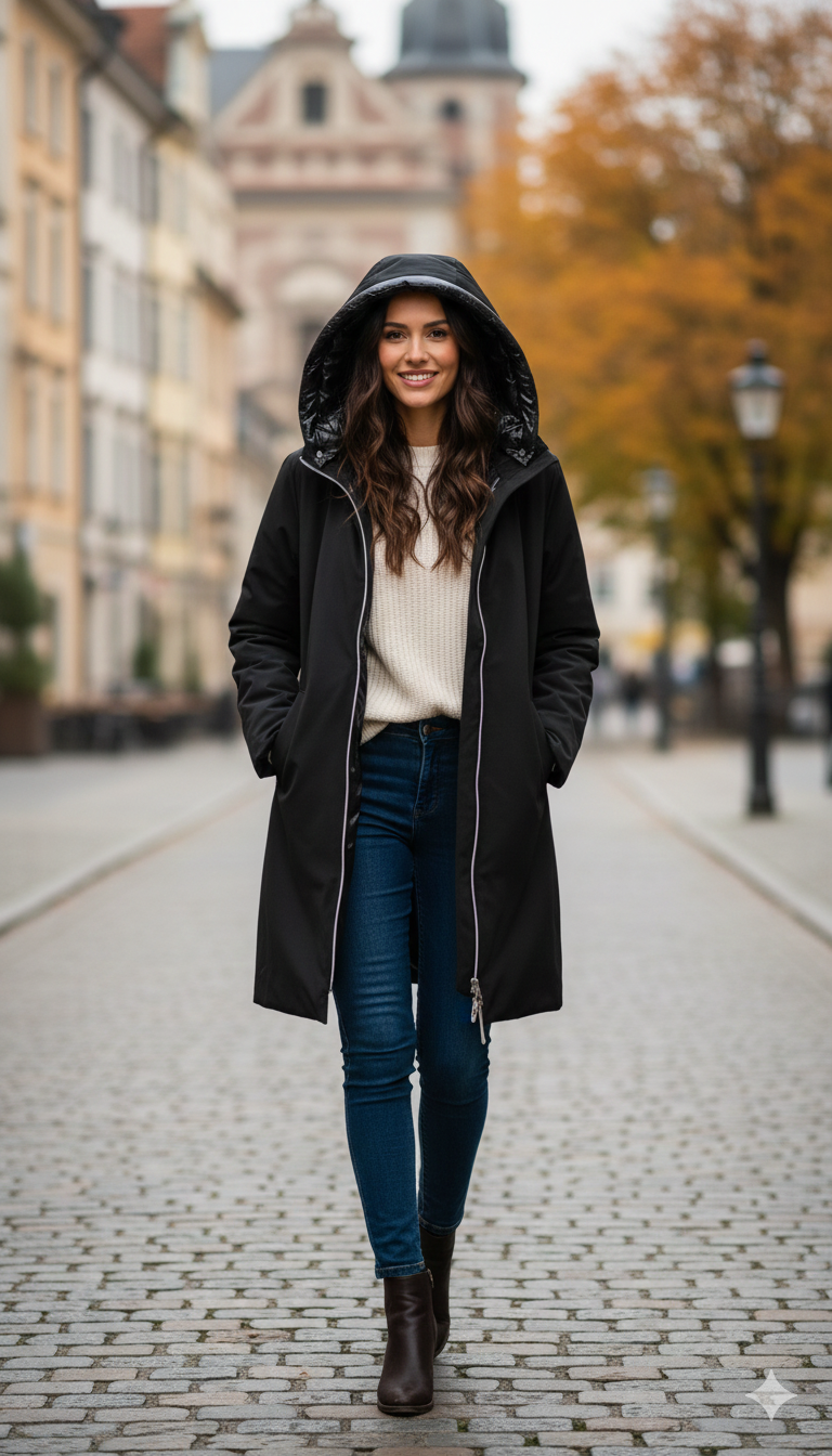 giaccone spalmato con gilet trapunta LIN3403 NERO LINDAS 