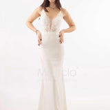 abito sirena corpetto ricamato ANT20412XJ BIANCO ANTILLE ELEGANCE 