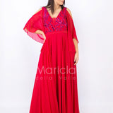Abito lungo con corpetto ricamato PF619 FUXIA PAOLA FORTI 