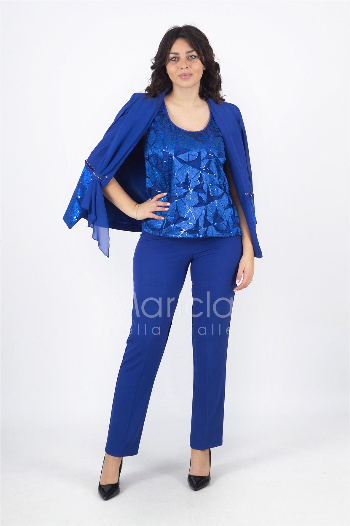 tailleur 3 pezzi giacca paiette LH903 ROYAL LUDOVICA HASSLER 
