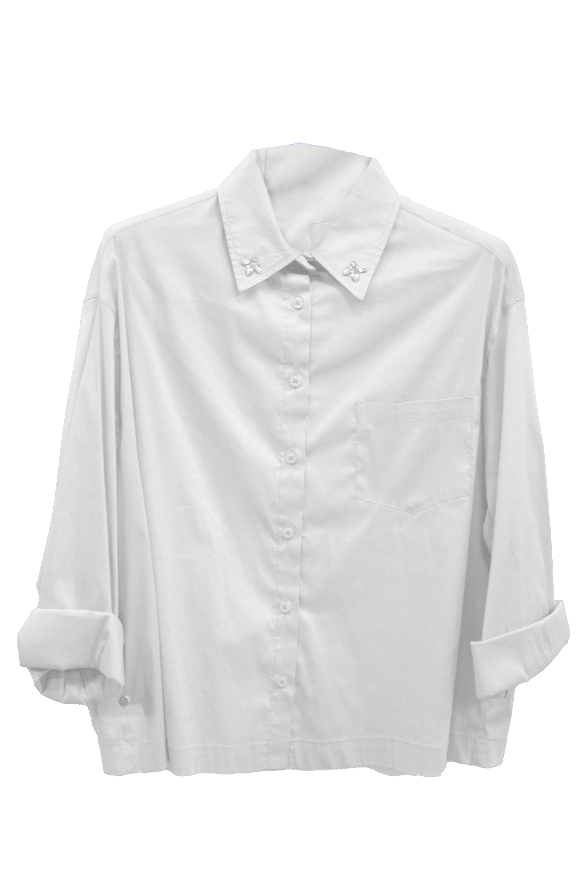 camicia manica 3/4 strass collo ROMI2374 BIANCO MARICLA 