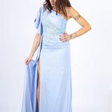 abito sirena monospalla ricamato ANT22407XJ POLVERE ANTILLE ELEGANCE 