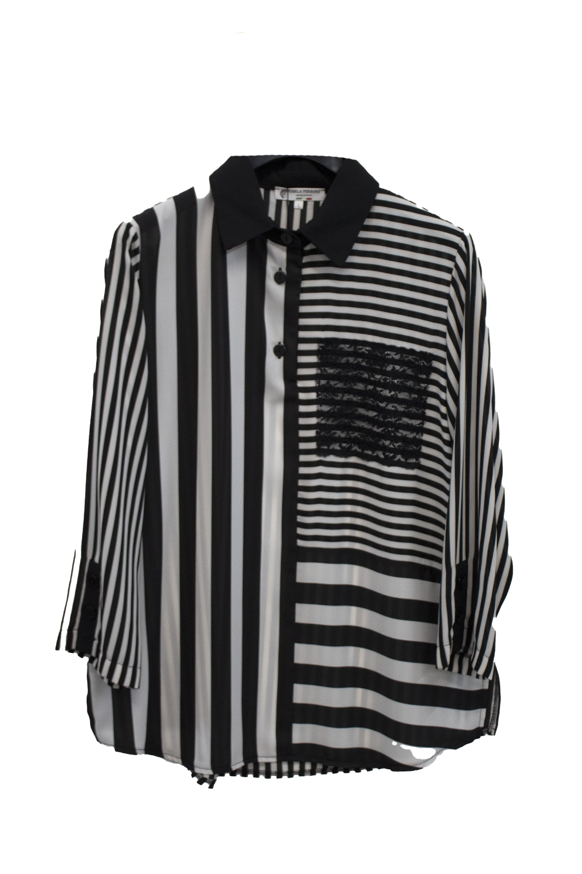 camicia righe bainco nero CF10497 NERO CARLA FERRONI 