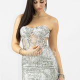 abito midi paiette SH861AC ARGENTO SHARON 