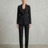 tailleur collo sciallato strass e manica velo SH614TP NERO SHARON 
