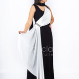 abito lungo bicolore RG009 NERO/BIANCO GIGLI CERIMONIA 