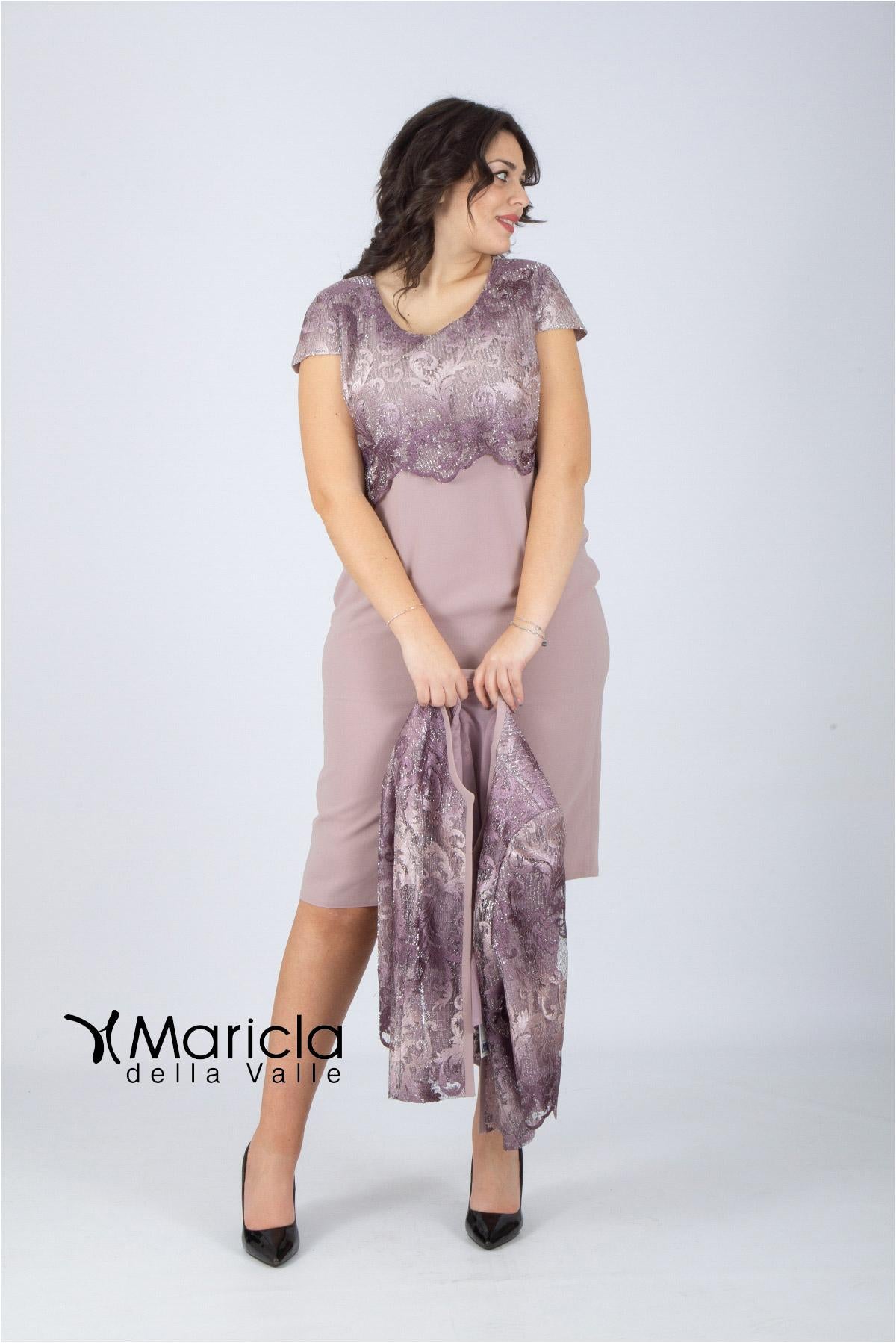 tubino con giacca sfumata GU705 MALVA MARICLA ELEGANCE 
