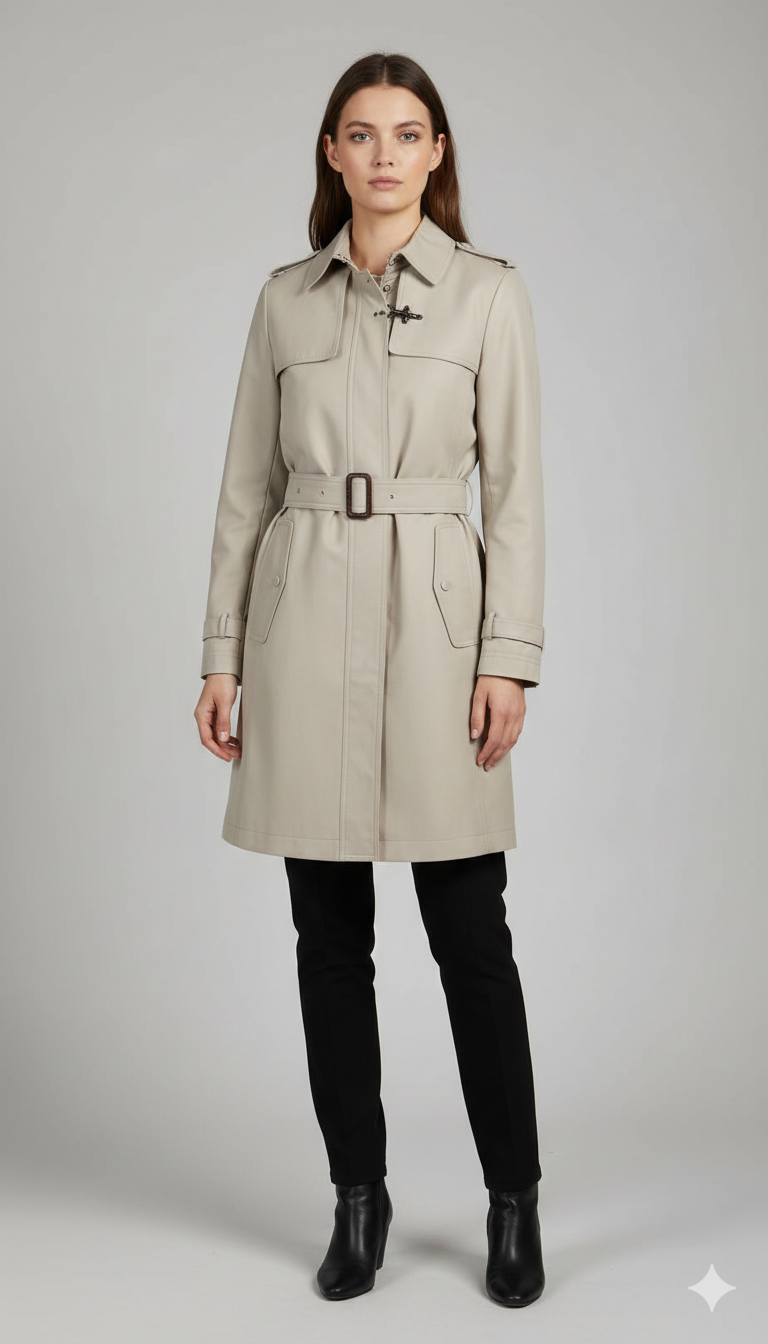 Trench Coat Monopetto con Cintura EC2492 BEIGE MARICLA 