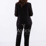 tailleur strass onda collo PF2180 NERO PAOLA FORTI 