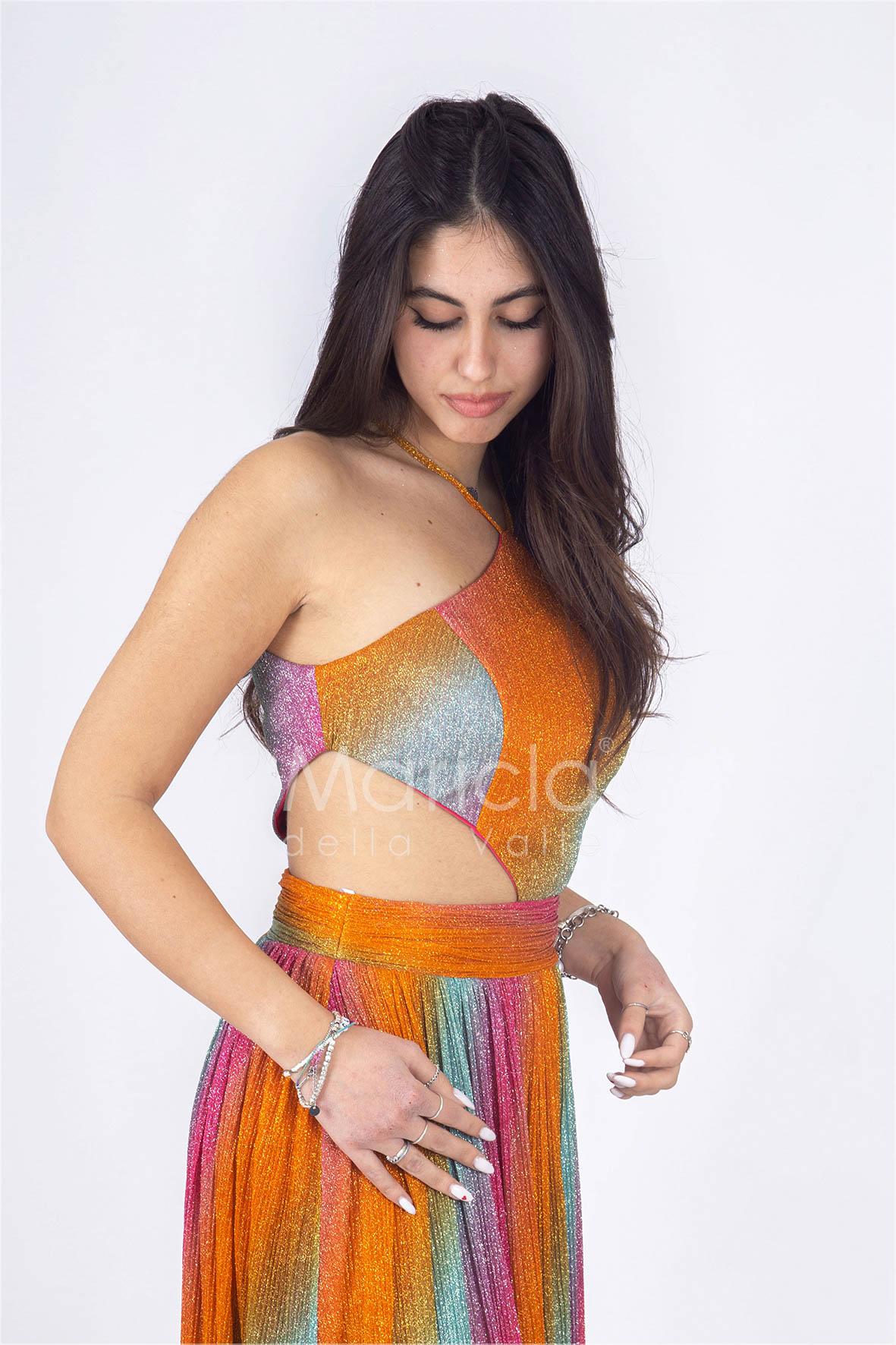 Abito Lungo glitterato LH702 FUXIA LUDOVICA HASSLER 