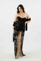 abito paiette con trasparenza e culotte