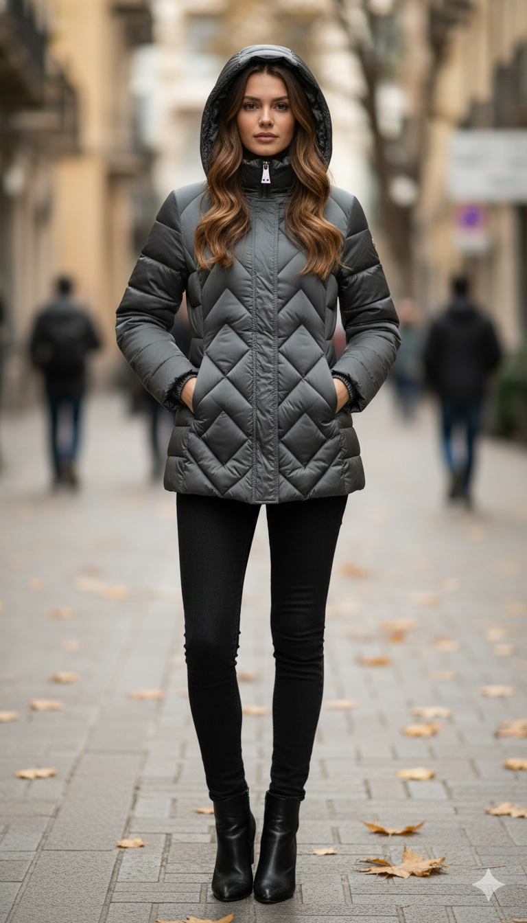 Giaccone piumino con cappuccio LIN3458 INDACO LINDAS 