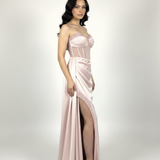 abito steccato con trasparenza e spacco HC5117 ROSA MARICLA ELEGANCE 