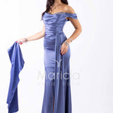 abito lungo con strass ALC04 INDACO MARICLA ELEGANCE 