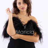 tubino con piume CAR58214 NERO MARICLA ELEGANCE 
