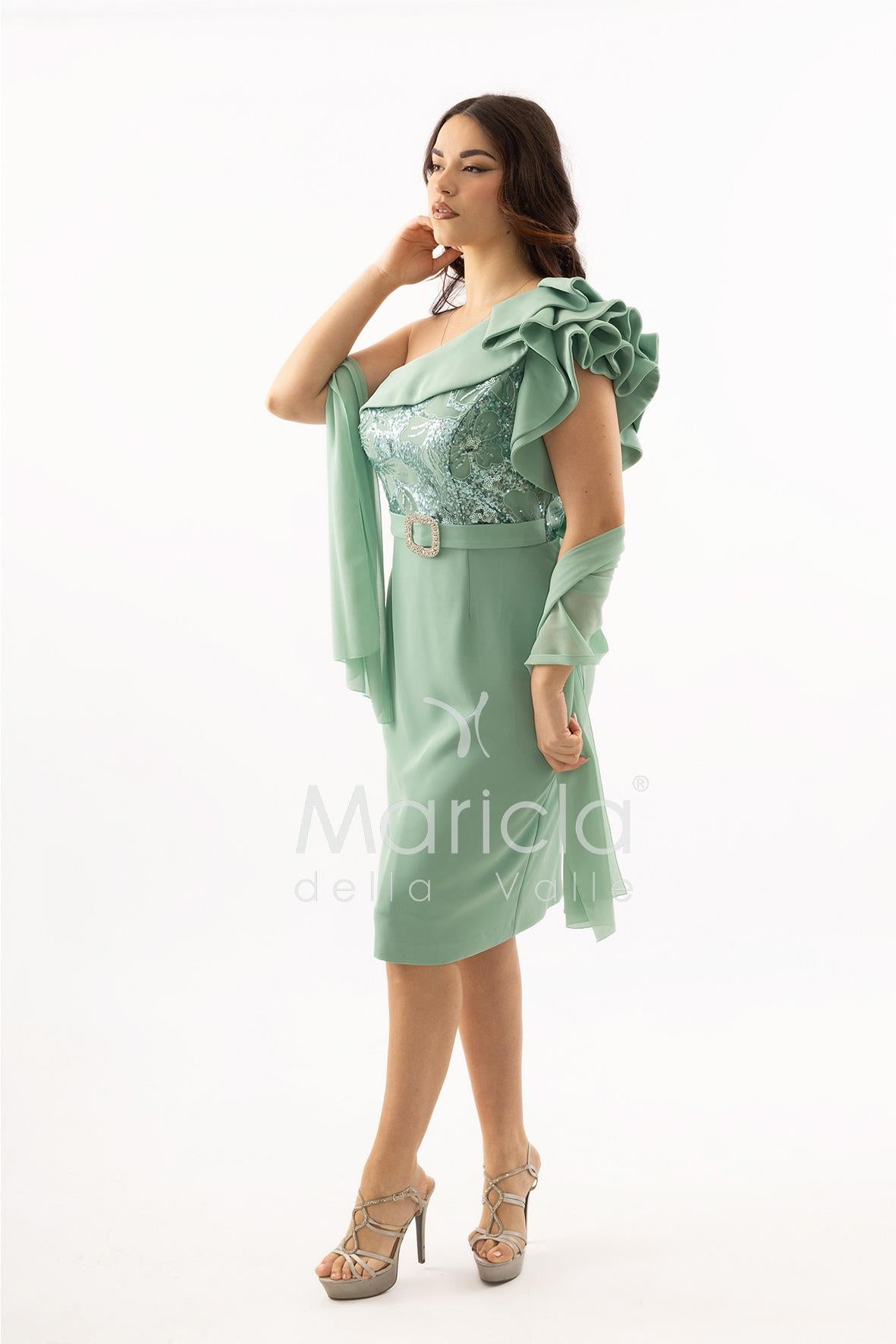 abito midi corpetto strass monospalla SH865AC MENTA SHARON 