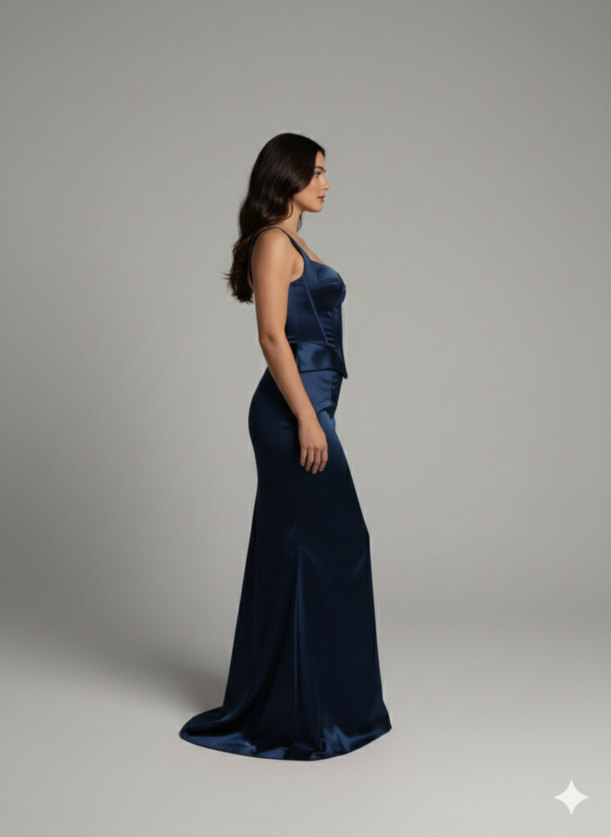 Abito a sirena con corpetto JC35420 BLU MARICLA ELEGANCE 