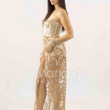 abito paiette con trasparenza e culotte SH848AL ORO SHARON 