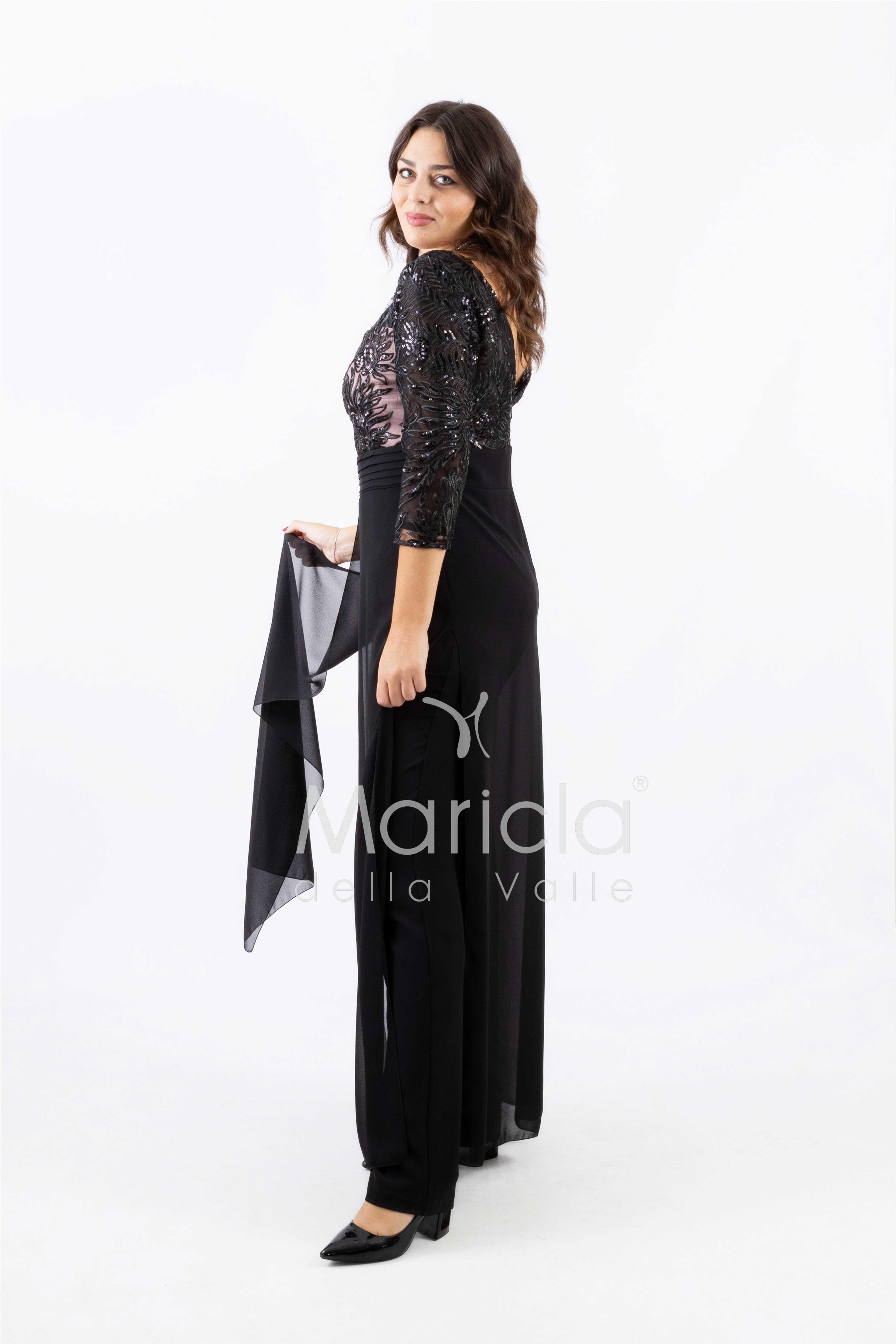tuta manica 3/4 pizzo SH603 NERO SHARON 