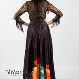 Gonnellone fantasia con body pizzo ANT19620SH NERO ANTILLE ELEGANCE 