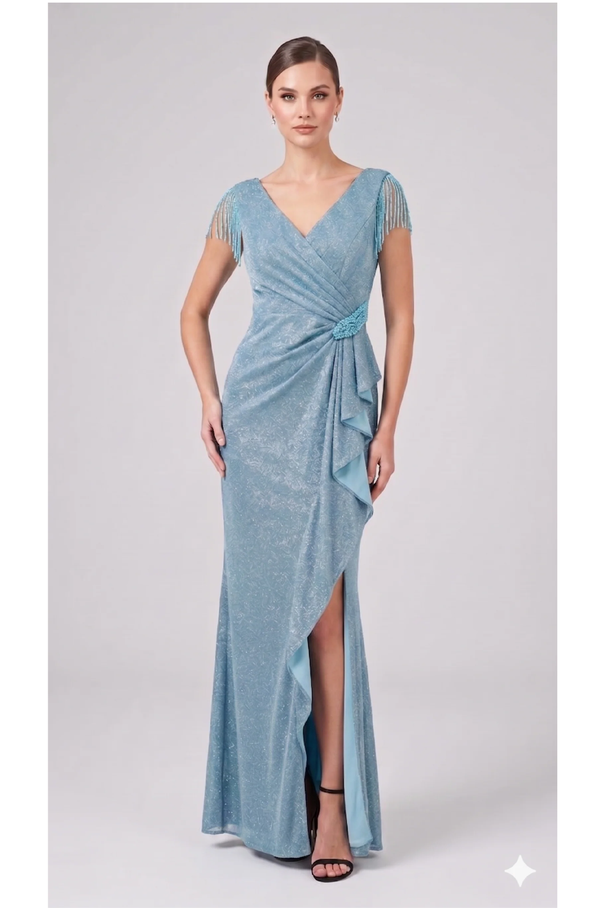 abito glitter fusciacca laterale FI7599 INDACO MARICLA ELEGANCE 