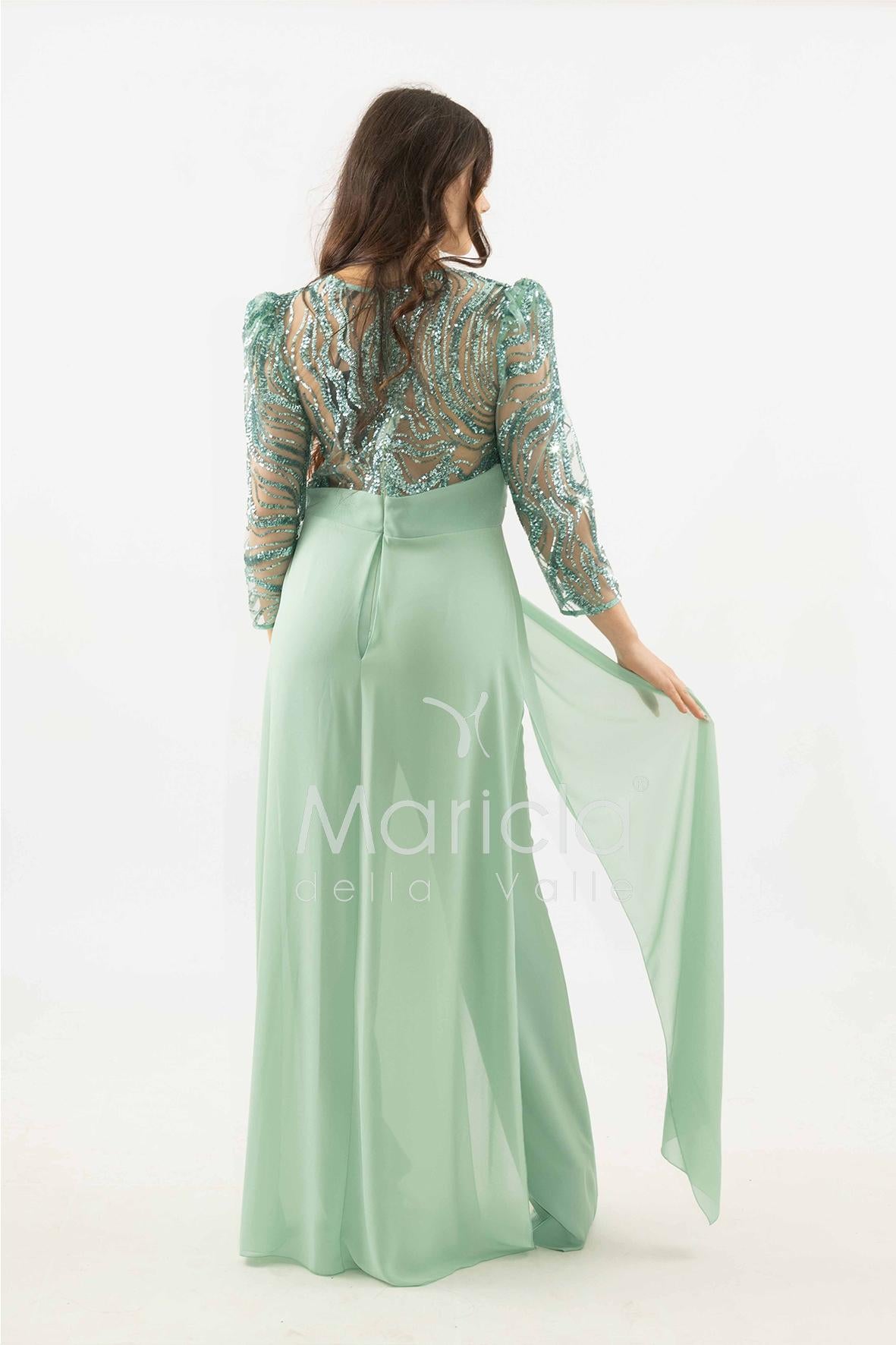 tuta con manica paiette SH905TU SALVIA SHARON 