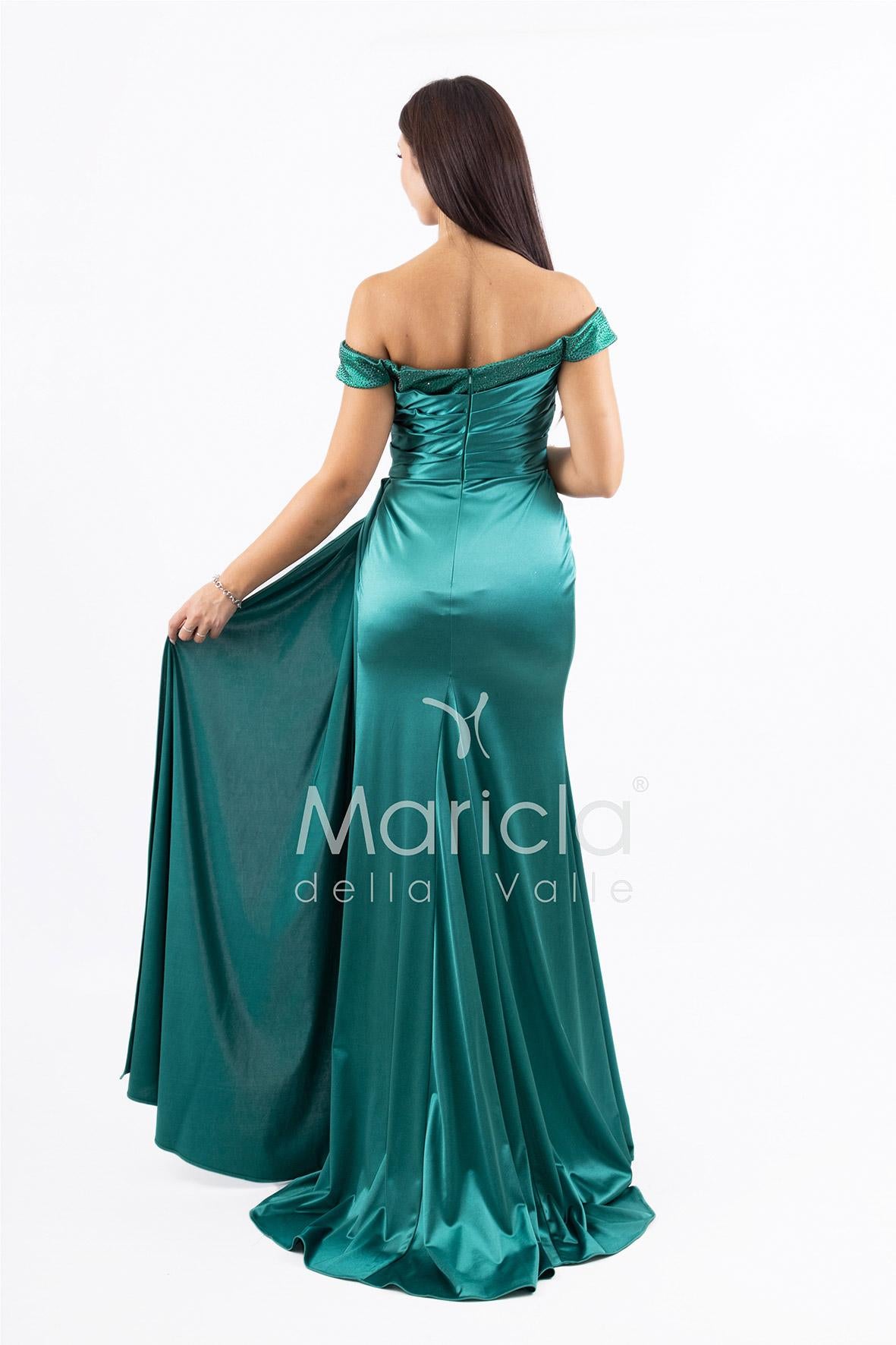Abito lungo scollo omerale JC35274 VERDE MARICLA ELEGANCE 