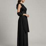 tuta monospalla corpetto strass LH118TU NERO LUDOVICA HASSLER 