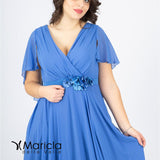 impero con fiore in vita PF216 AZZURRO PAOLA FORTI 