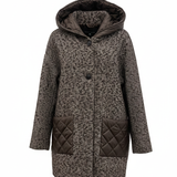 Giaccone piumino fantasia con cappuccio<BR/> LOREDANA MORO MARICLA 