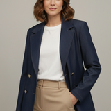 Giacca Blazer Doppiopetto in Denim Tech ROMI4163 BLU MARICLA 