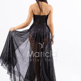 abito lungo paiette e bustier con coppe JC29336 NERO MARICLA ELEGANCE 