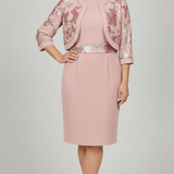 Tubino con Giacchino in Pizzo e Paillettes LH213AG ROSA LUDOVICA HASSLER 