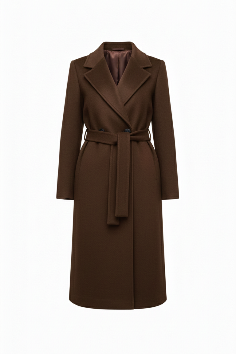 Cappotto Lungo Avvolgente con Cintura EC04608 MORO MARICLA 