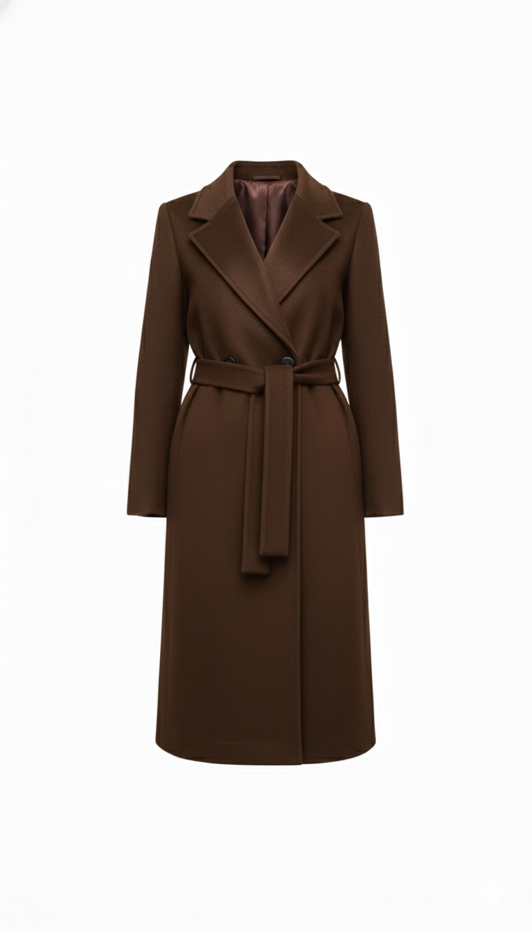 Cappotto Lungo Avvolgente con Cintura EC04608 MORO MARICLA 